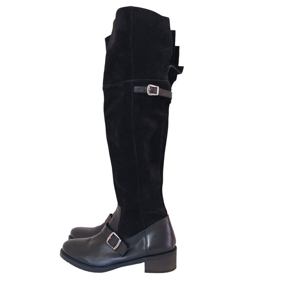 Matisse Lola Black Suede Leather Over The Knee Boots Size 9 - Picture 2 of 13